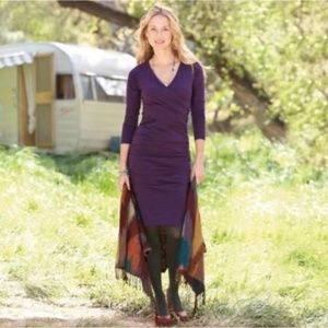 Sundance Ruched Bodycon Faux Wrap Dress Purple